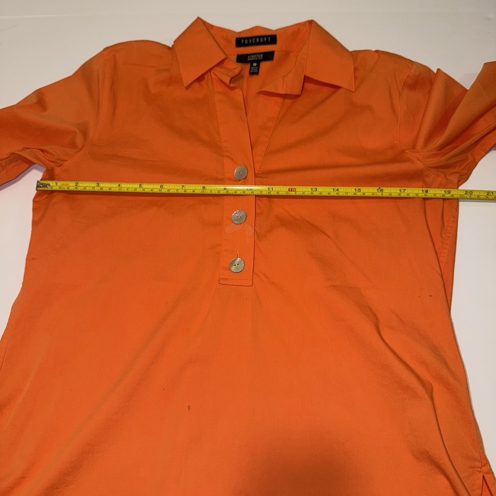Foxcroft Button Down Shirt Tunic Womens Size 4 Orange 3/4 Sleeve‎ Stretch Office - Picture 7 of 11